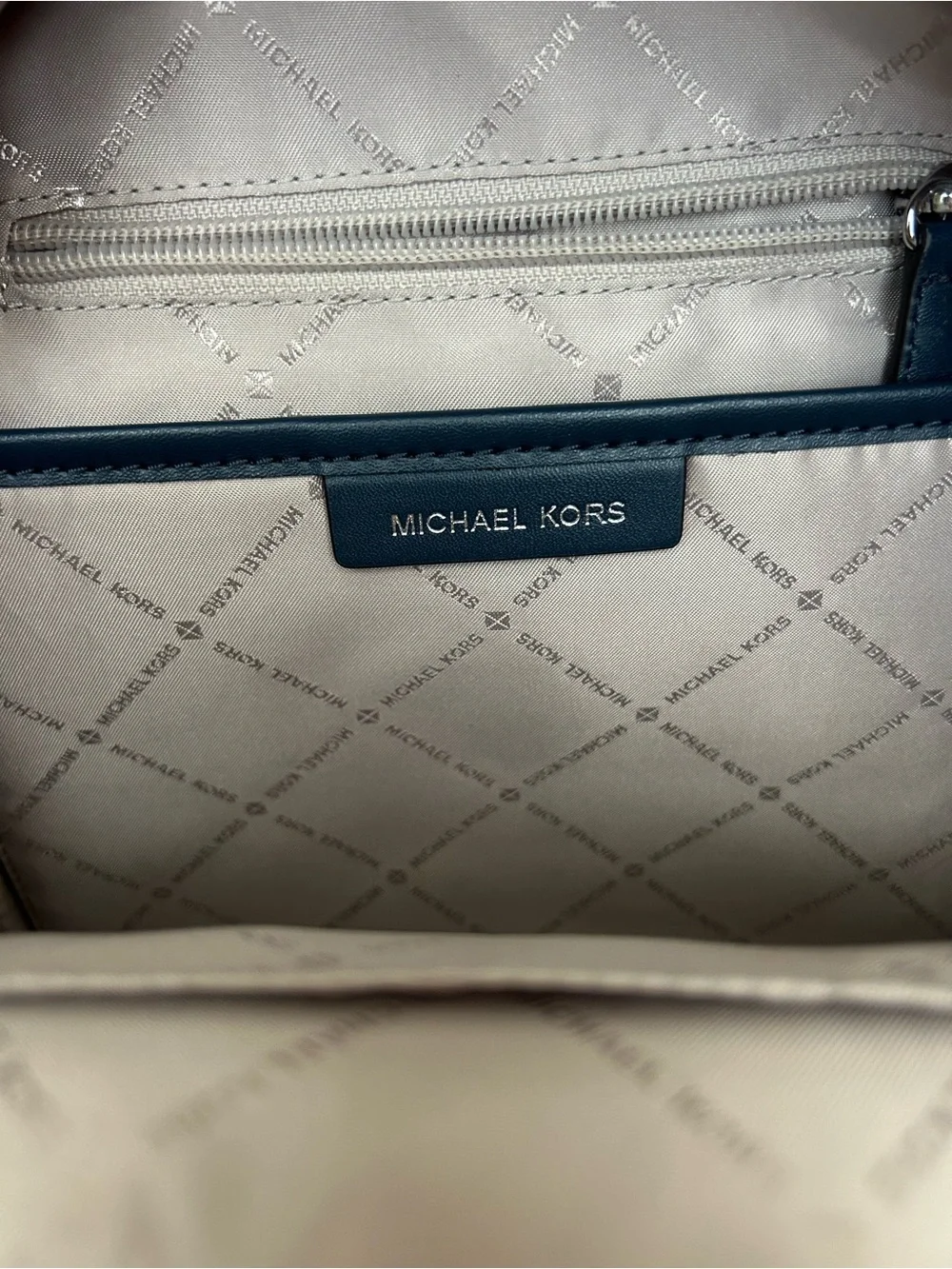 Michael Kors Navy MK Logo Backpack with Matching Wallet